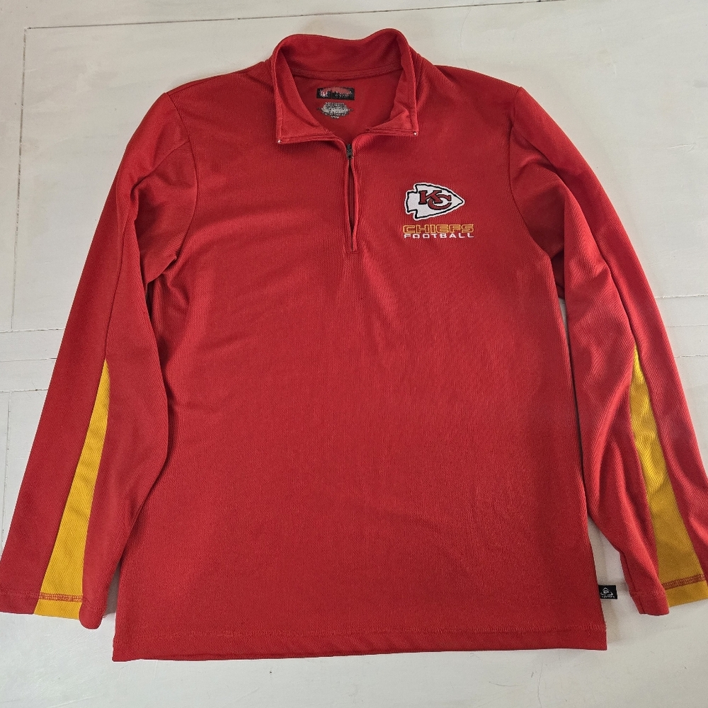 KC CHIEFS NFL Team Apparel 1/4 ZIP Long Sleeve Shirt Size Medium